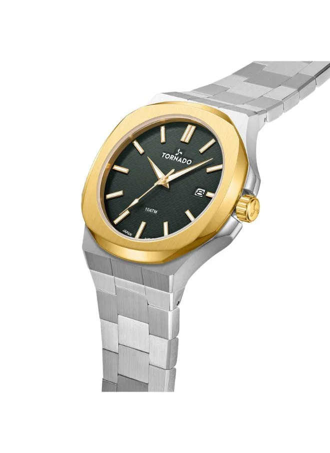 تورنيدو Tornado AURORA EON T21001-TBSHG Men's Analog Display Watch & Stainless Steel Strap Silver