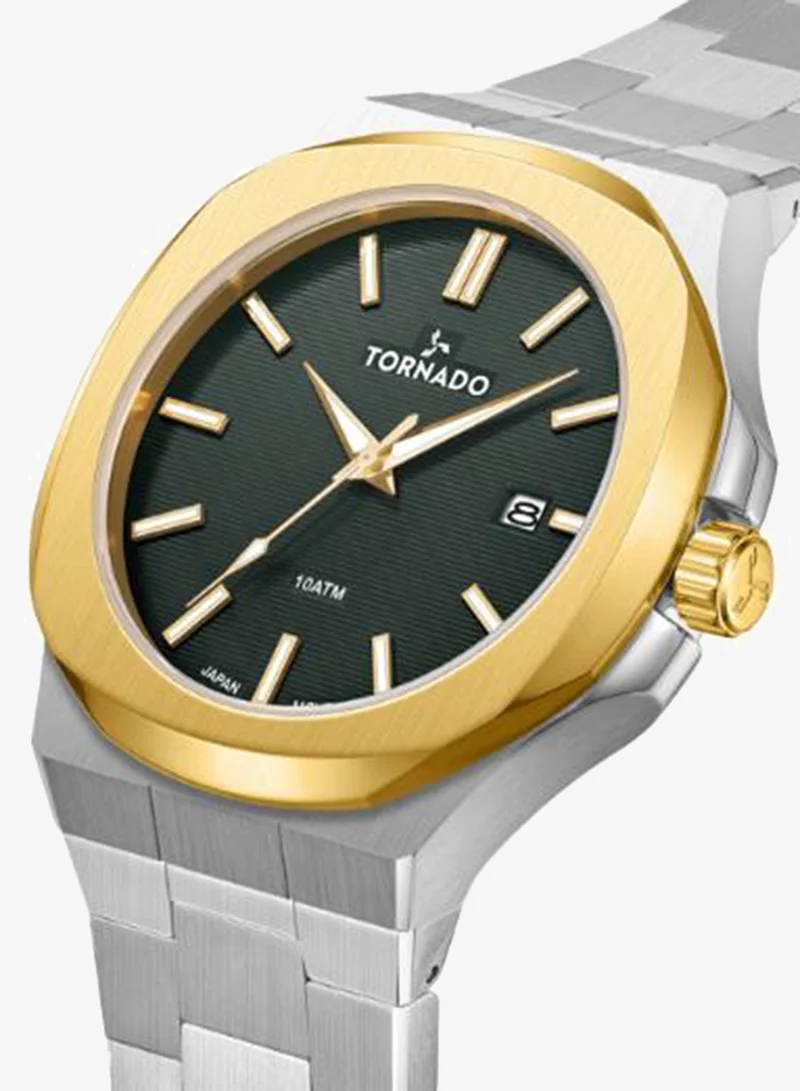 TORNADO Men's Stainless Steel Analog Watch T21001-TBSHG - 43 mm