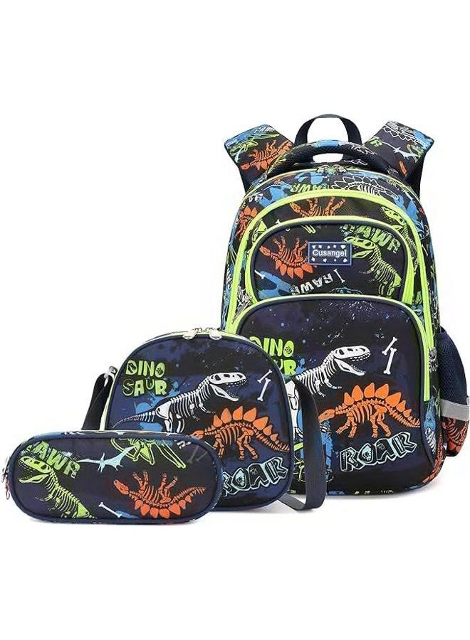 Cusangel 3Pcs Boys Dinosaur Backpack Set with Lunch Box Pencil Case, Dinosaur Backpack for Kids - Image 4