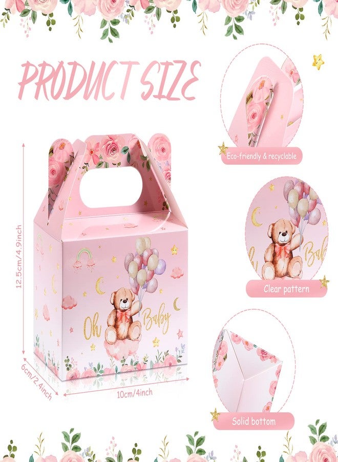 Spakon 36 Pieces Bear Baby Shower Party Favor Boxes Cute Bear Treat Boxes Paper Candy Cookies Box Decoration for Baby Shower Party Supplies Gender Reveal Bear Themed Birthday Party Decor (Pink) - Image 2