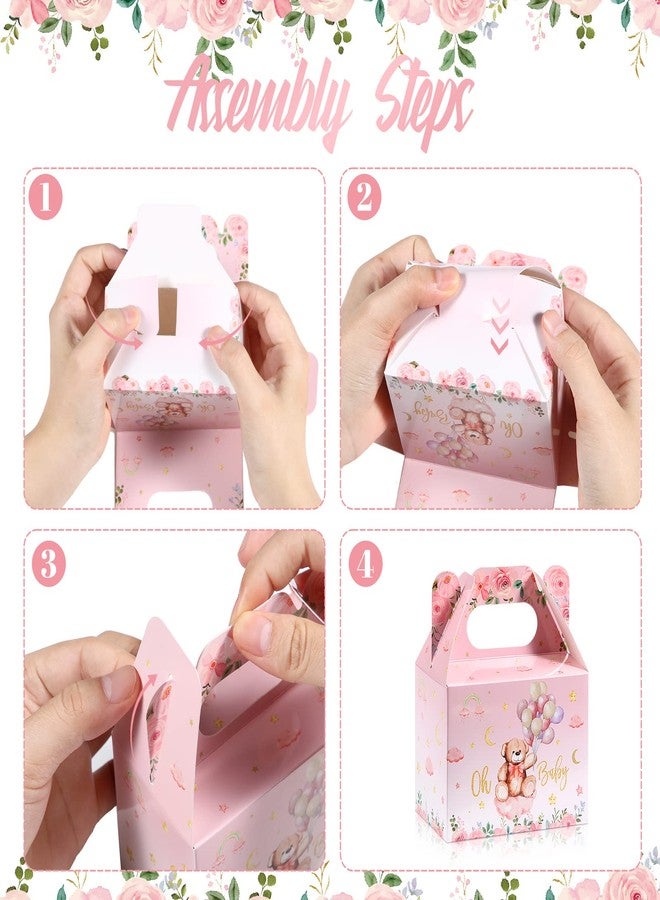 Spakon 36 Pieces Bear Baby Shower Party Favor Boxes Cute Bear Treat Boxes Paper Candy Cookies Box Decoration for Baby Shower Party Supplies Gender Reveal Bear Themed Birthday Party Decor (Pink) - Image 3