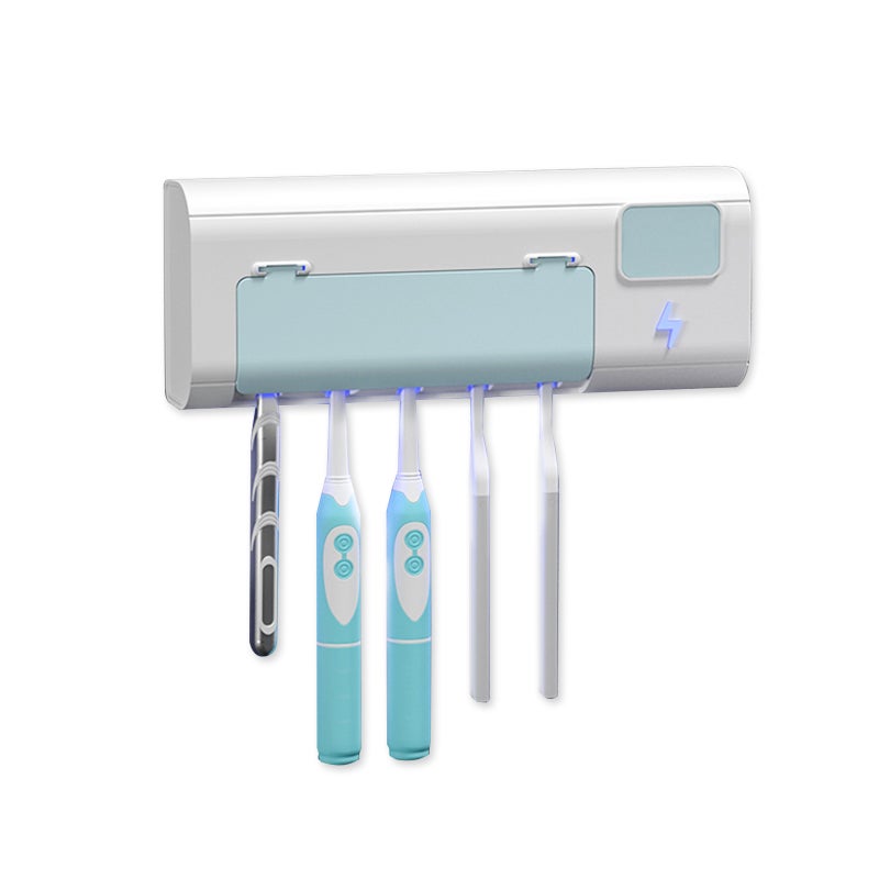 UV Toothbrush Sanitizer Toothbrush Holder Wall Mounted with Sterilizer and Timing USB Charging UV Toothbrush Organizer Cleaner 1500mAh for Ladies Baby Family - Image 1