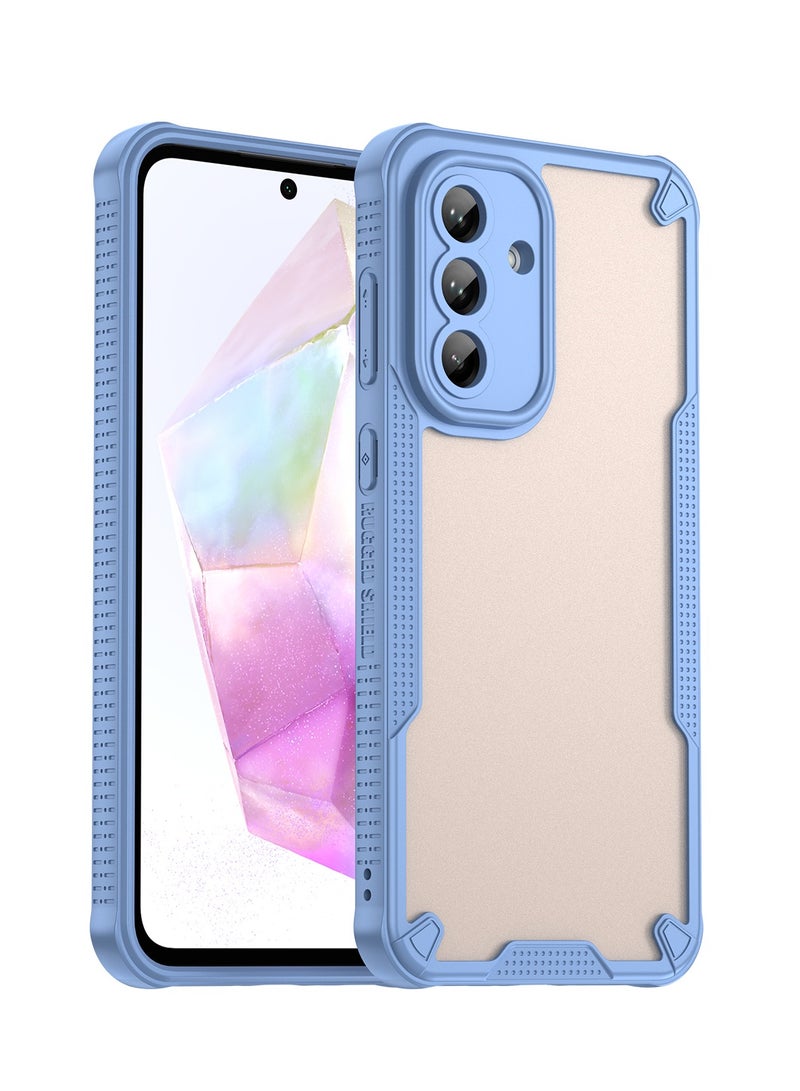 for Samsung Galaxy A56 5G Case Cover, Armor of Brushed Comfortable Oil Waterproof TPU+PC Soft Semi-translucentmatte Feel Cell Phone Protective Case for Samsung Galaxy A56 5G, Blue  - Image 1