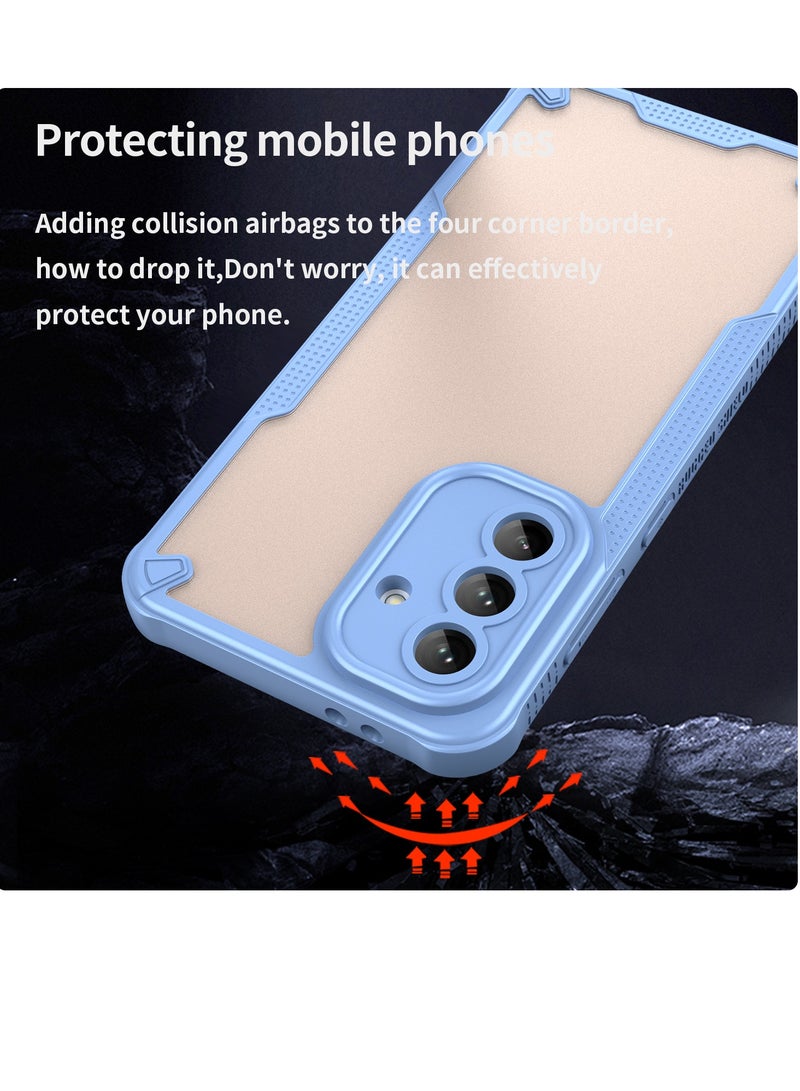 for Samsung Galaxy A56 5G Case Cover, Armor of Brushed Comfortable Oil Waterproof TPU+PC Soft Semi-translucentmatte Feel Cell Phone Protective Case for Samsung Galaxy A56 5G, Blue  - Image 3