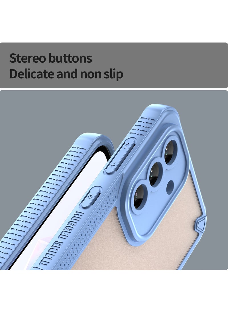 for Samsung Galaxy A56 5G Case Cover, Armor of Brushed Comfortable Oil Waterproof TPU+PC Soft Semi-translucentmatte Feel Cell Phone Protective Case for Samsung Galaxy A56 5G, Blue  - Image 4