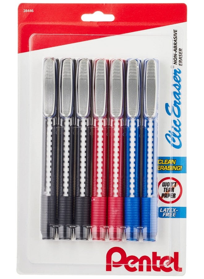 Pentel Pentel Clic Eraser Grip Retractable Eraser with Grip Office Barrel Colors (Black, Red, Blue) 7 Pack  - Image 1