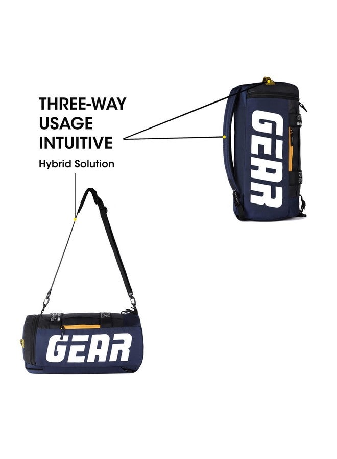 Gear Polyester Statement Maxis 34L Large Hybrid Convertible Duffle Backpack/Travel Duffle Bag/Sports Duffle/Gym Bag for Men/Women (Blue-Yellow), 26 x 26 x 50 Centimeters - Image 3