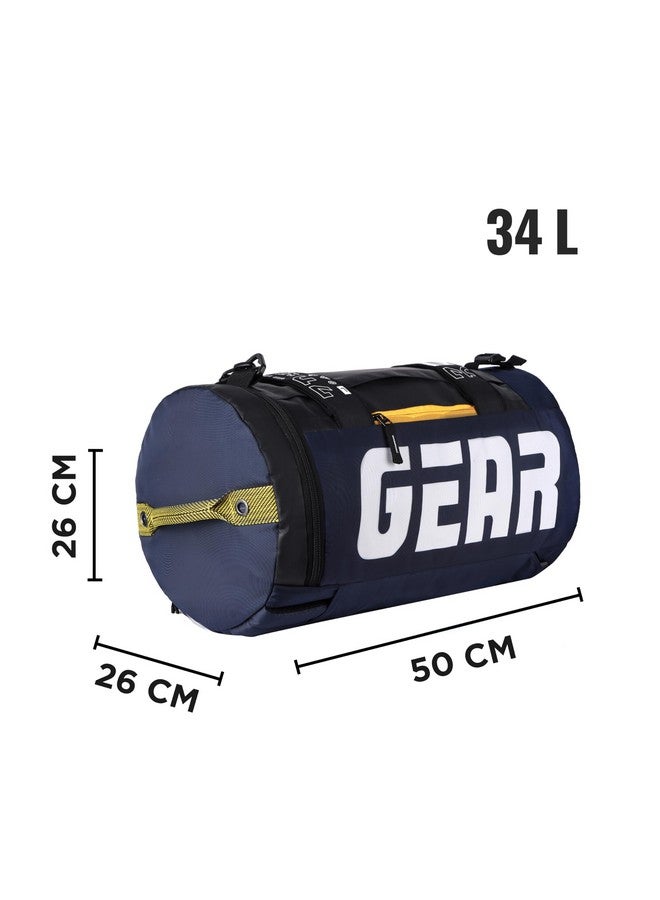 Gear Polyester Statement Maxis 34L Large Hybrid Convertible Duffle Backpack/Travel Duffle Bag/Sports Duffle/Gym Bag for Men/Women (Blue-Yellow), 26 x 26 x 50 Centimeters - Image 2