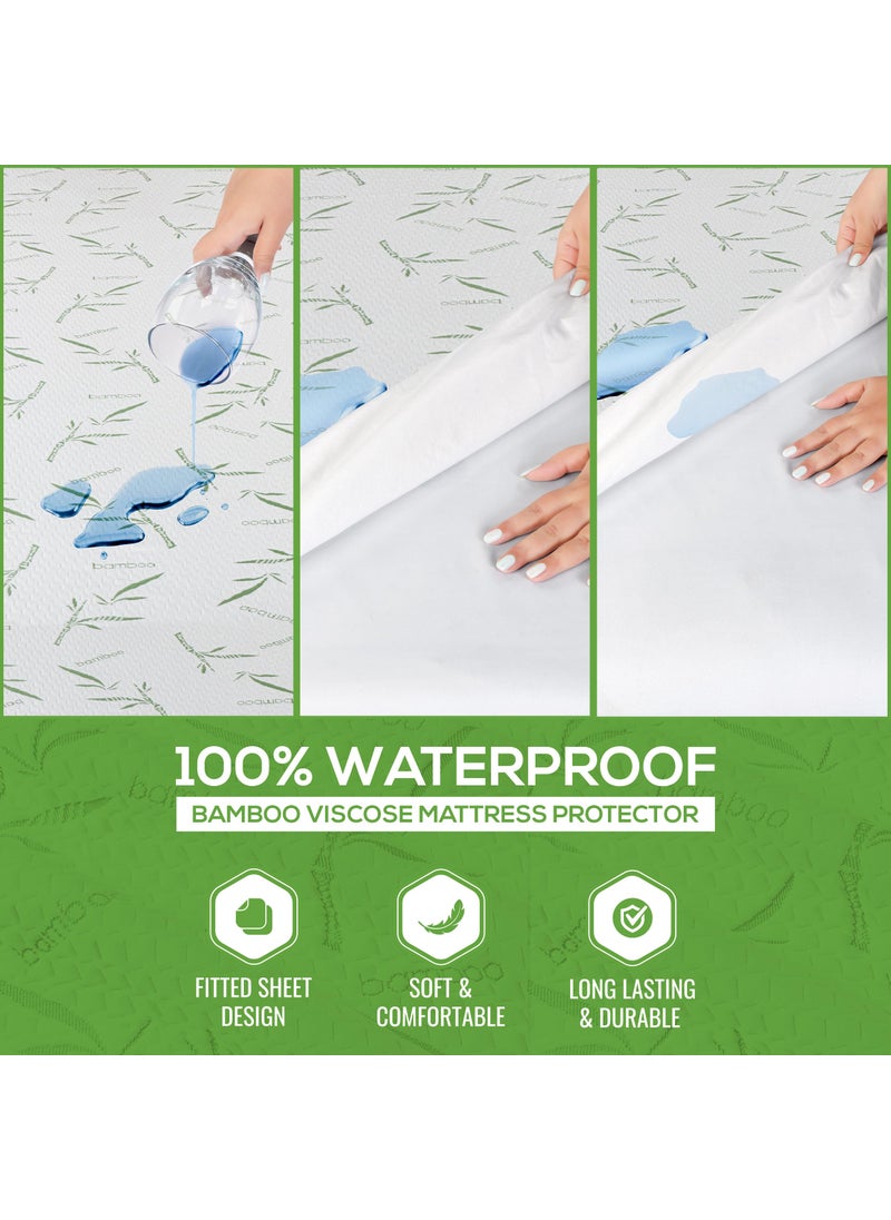 Utopia Bedding Utopia Bedding Waterproof Mattress Protector Queen Size  Viscose Made from Bamboo Mattress Cover 200 GSM  Fits 17 Inches Deep  Breathable  Fitted Style with Stretchable Pockets  - Image 5