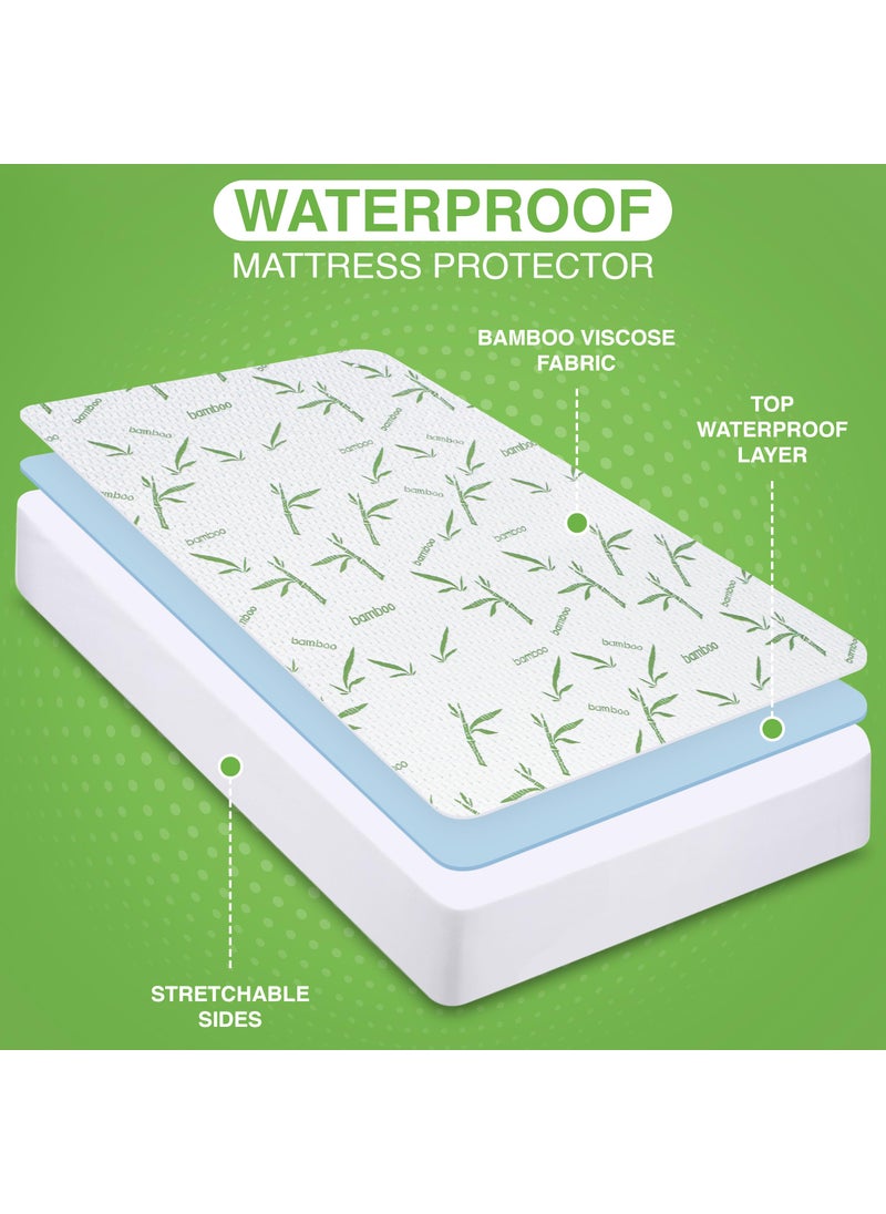 Utopia Bedding Utopia Bedding Waterproof Mattress Protector Queen Size  Viscose Made from Bamboo Mattress Cover 200 GSM  Fits 17 Inches Deep  Breathable  Fitted Style with Stretchable Pockets  - Image 3