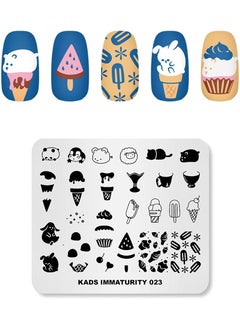 Nail Stamping Plate Stainless Steel Nail Plates Template Nail Polish Stamping Ice Cream Cute Animals Image Stencil Manicure Printing Design IM023
