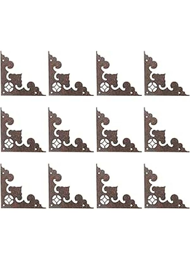Lurrose 24 Pieces 58mm Antique Iron Triangle Furniture Corner Protectors Box Edge Guards For Wooden Jewelry Cases Home Decoration Safety Guards - Image 1