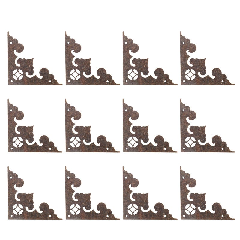 Lurrose 24 Pieces 58mm Antique Iron Triangle Furniture Corner Protectors Box Edge Guards For Wooden Jewelry Cases Home Decoration Safety Guards - Image 2
