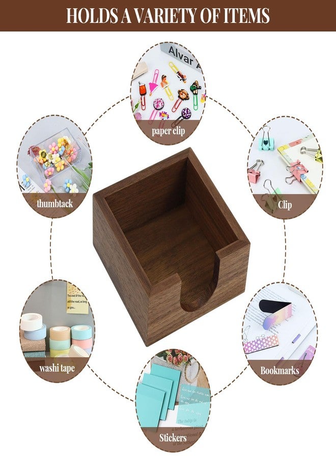 MultiBey Walnut Wood Sticky Note Holder, 3x3 Inch Self -Sticky Note Pad Holder, Post It Note Dispenser Memo Pad Holder Dispenser Organizer for School Office Desk Supplies - Image 2