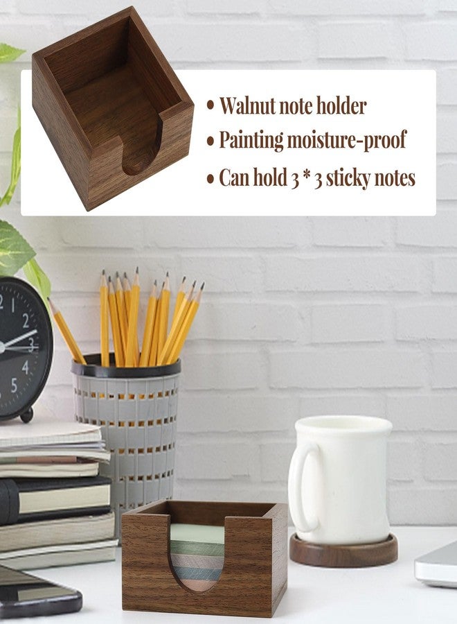 MultiBey Walnut Wood Sticky Note Holder, 3x3 Inch Self -Sticky Note Pad Holder, Post It Note Dispenser Memo Pad Holder Dispenser Organizer for School Office Desk Supplies - Image 3