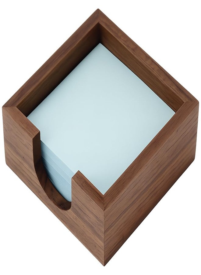 MultiBey Walnut Wood Sticky Note Holder, 3x3 Inch Self -Sticky Note Pad Holder, Post It Note Dispenser Memo Pad Holder Dispenser Organizer for School Office Desk Supplies - Image 1