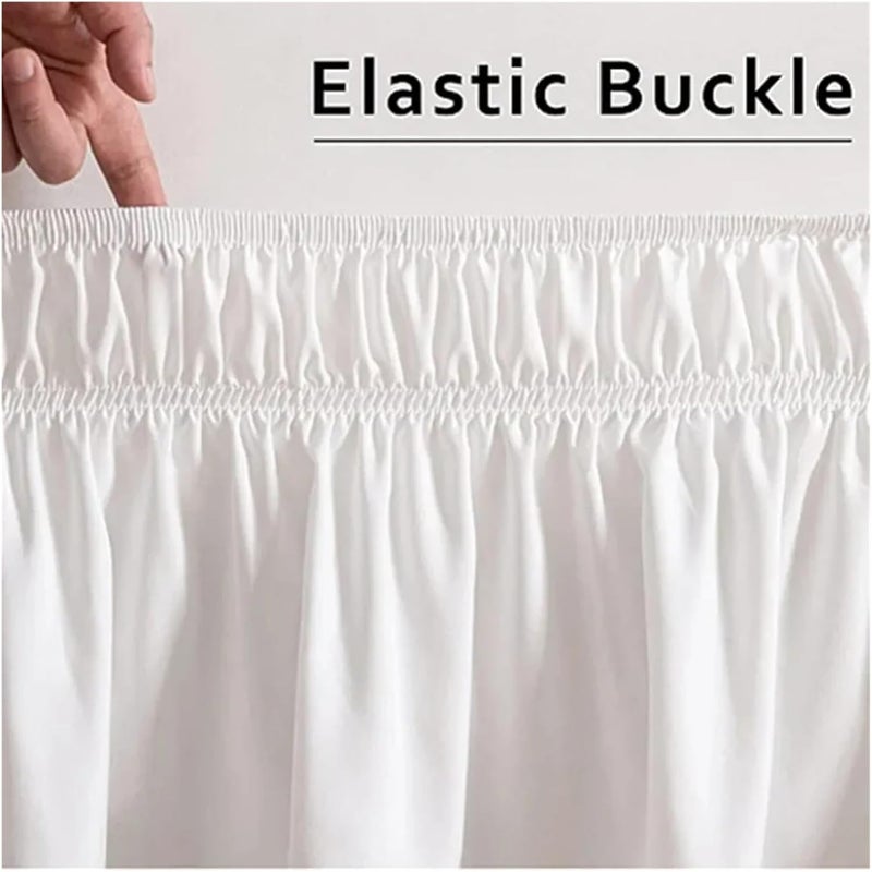 Wrap Around Bed Skirts Dust Ruffle Bed Skirt Solid Color Elastic Bed Pleated Skirt Bed-Sheet Bedding Hotel Dust Ruffle for Queen Bed(Black,Queen 153x203cmx38cm) - Image 5