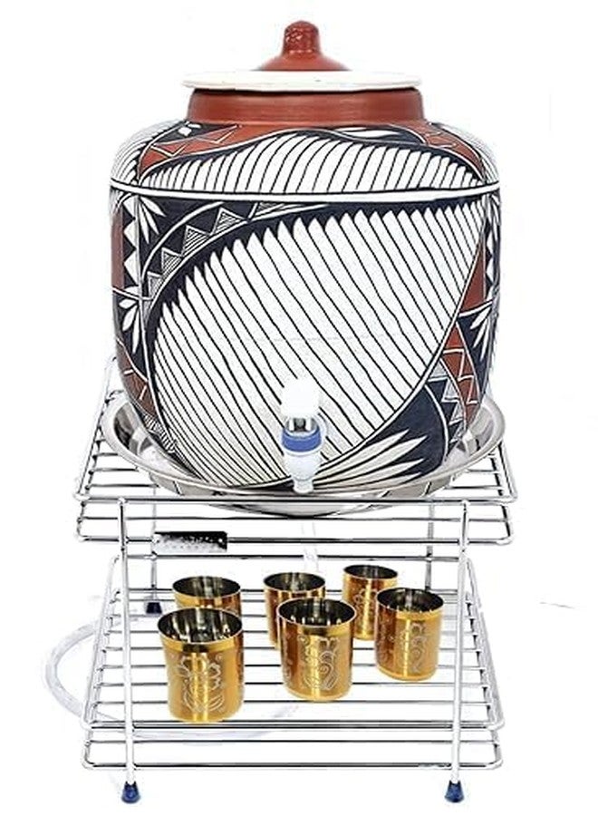 BROOKITCHEN Matka Stand for Water Pot | Pot Stand for water pot | Water Pot Stand for Kitchen| Matka Stand for Kitchen (Round Matka Stand, Silver) - Image 2