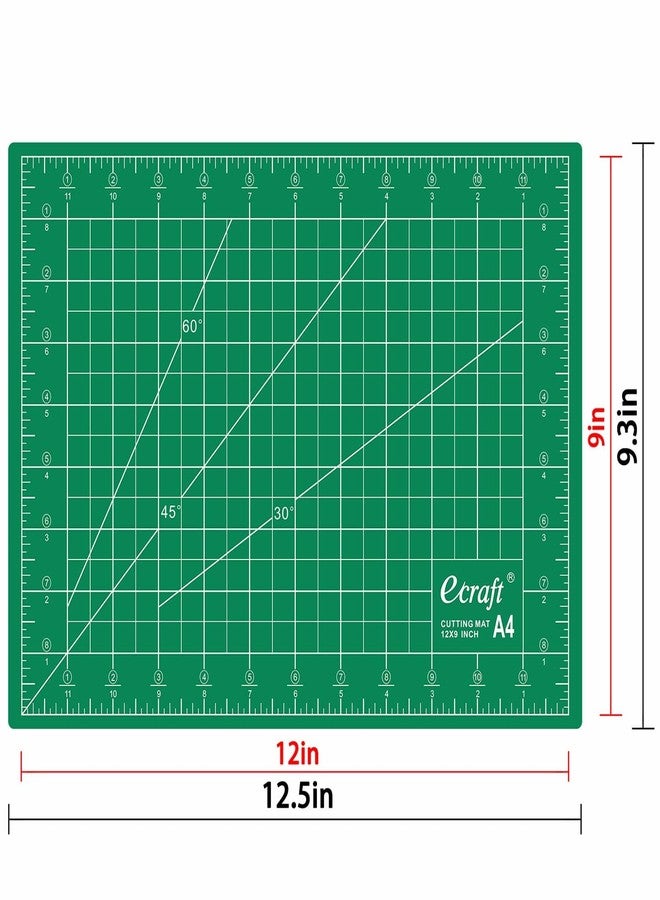Ecraft Self Healing Sewing Mat 9x12 Inch, Double Sided 5-Ply Fabric Rotary Cutting Mat for Quilting, Sewing & Craft Projects - Gridded Board, Green/Black - Image 2
