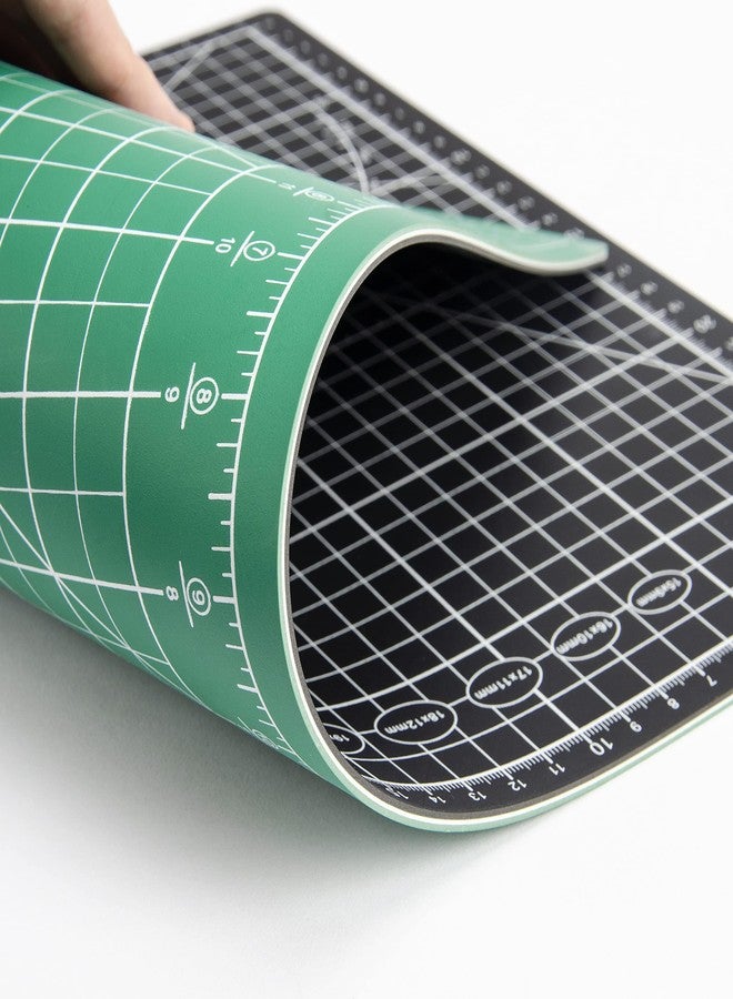 Ecraft Self Healing Sewing Mat 9x12 Inch, Double Sided 5-Ply Fabric Rotary Cutting Mat for Quilting, Sewing & Craft Projects - Gridded Board, Green/Black - Image 3