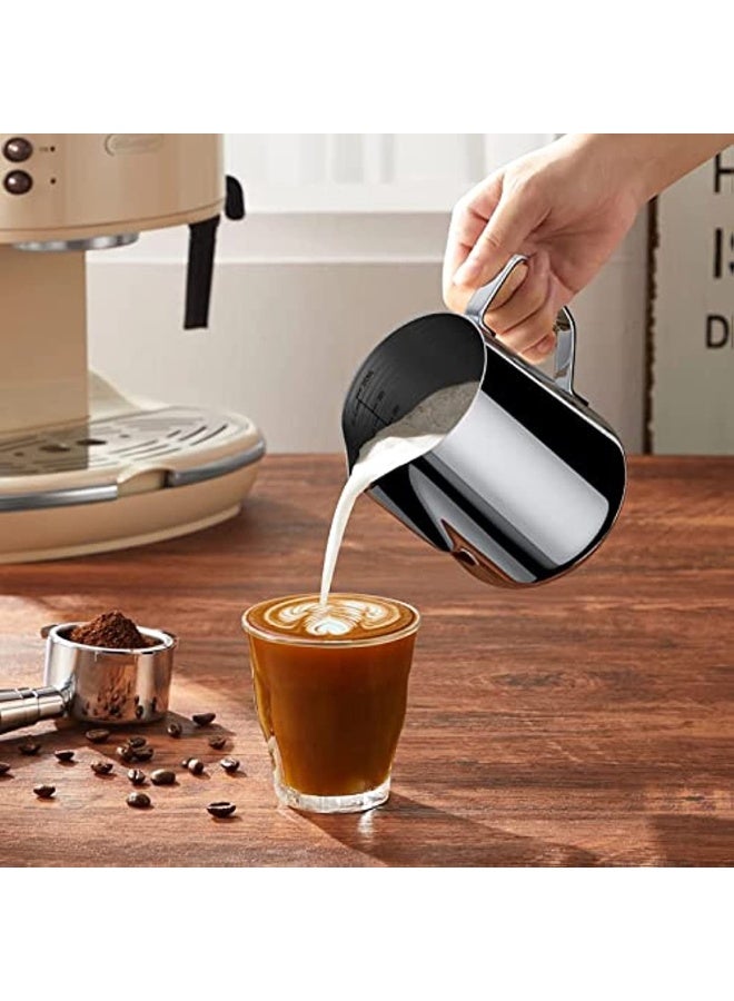 350ml Milk Bottle 304 Stainless Steel 12oz Measuring Brand Milk Bottle Cappuccino Coffee Pot Espresso Very Suitable For Coffee Lovers Latte Art Silver - Image 5