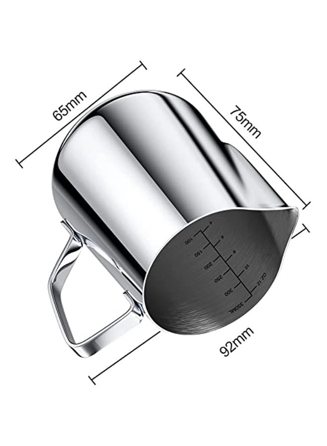 350ml Milk Bottle 304 Stainless Steel 12oz Measuring Brand Milk Bottle Cappuccino Coffee Pot Espresso Very Suitable For Coffee Lovers Latte Art Silver - Image 4