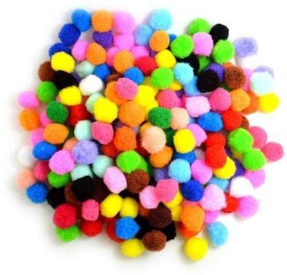 KHUSHA CREATIONS Multicolor Pom Pom Balls (2.5 cm,100 Pieces)