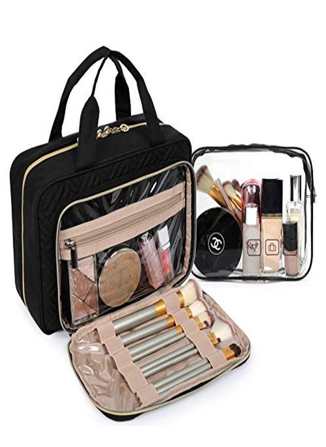 BAGSMART Toiletry Bag Hanging Travel Organizer With Tsa Approved Transparent Cosmetic Bag And Detachable Makeup Pouch For Full Sized Toiletries, Medium-Black  - Image 2