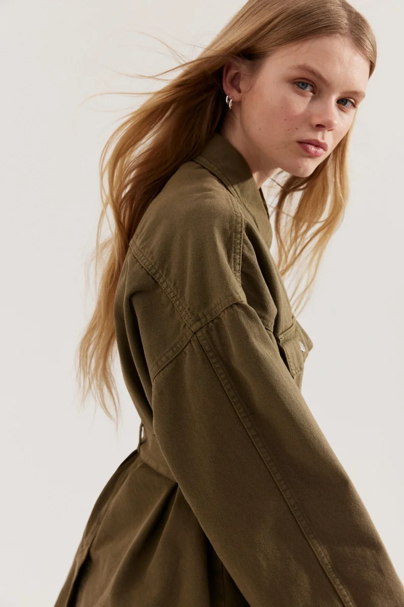 H&M Tie-belt denim jacket