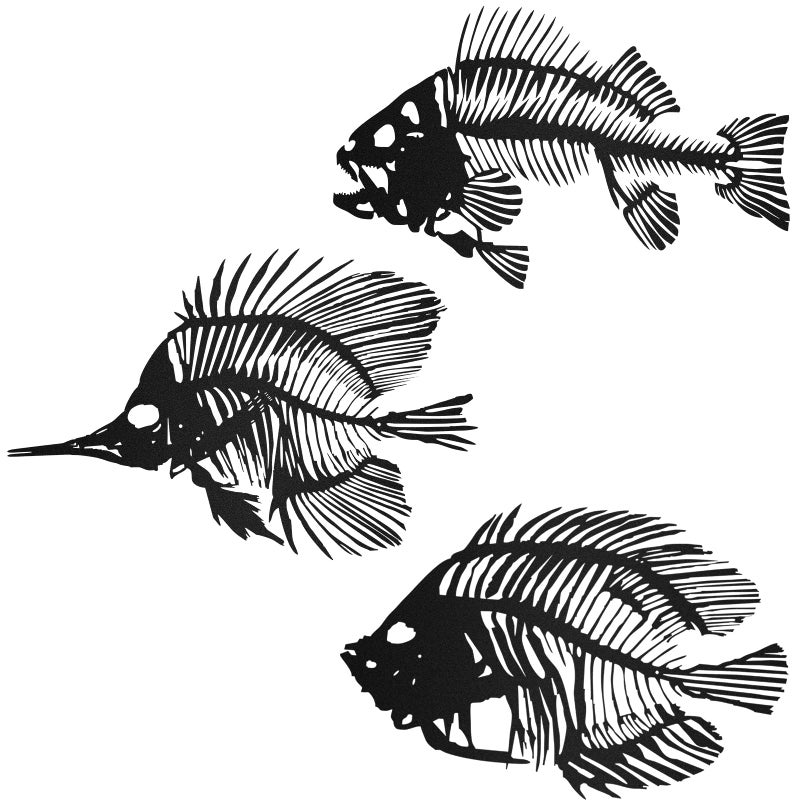 Zhengmy Zhengmy 3 Piece Metal Wall Art Fish Sculpture Hanging Metal Fish Bone Rustic Wall Decor Nautical Style Art Decor for Indoor Outdoor Office Home Bedroom Bathroom Living Room WindowBlack 