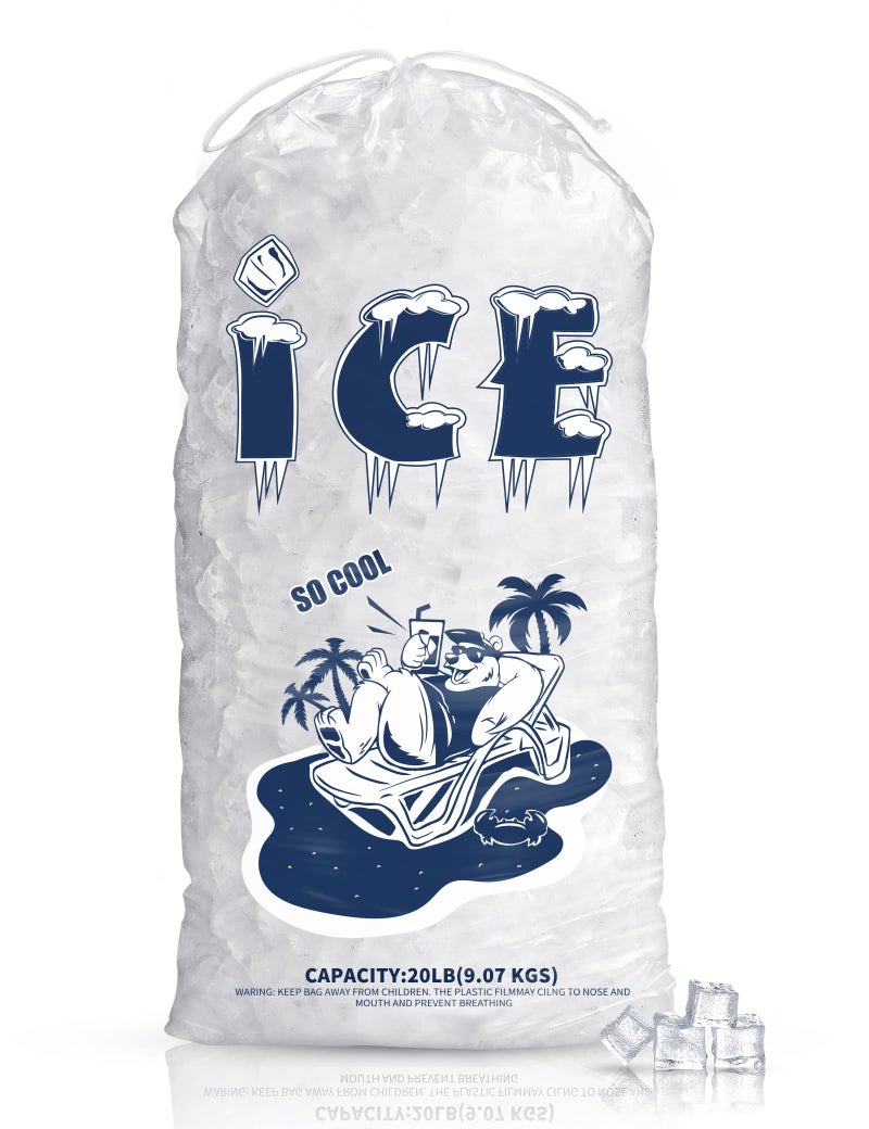 FireKylin 50 Pack Ice Bags 20 lb HeavyDuty Ice Bags with Drawstring2 Mils Thickness