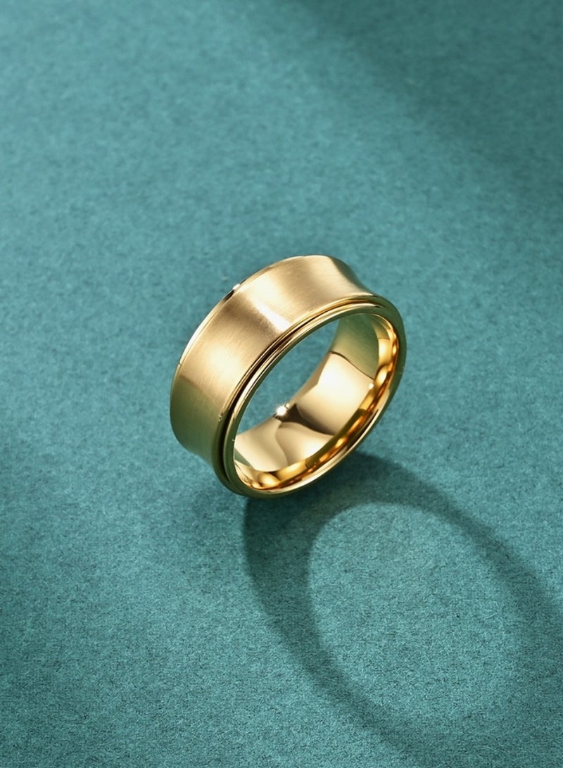 Unisex Spinner Ring — Titanium Steel (Stainless Steel), Gold-Tone — US Size 10 (Ø ≈ 19.8 mm), 9 mm Wide Concave Rotating Band, Polished Finish - Image 2