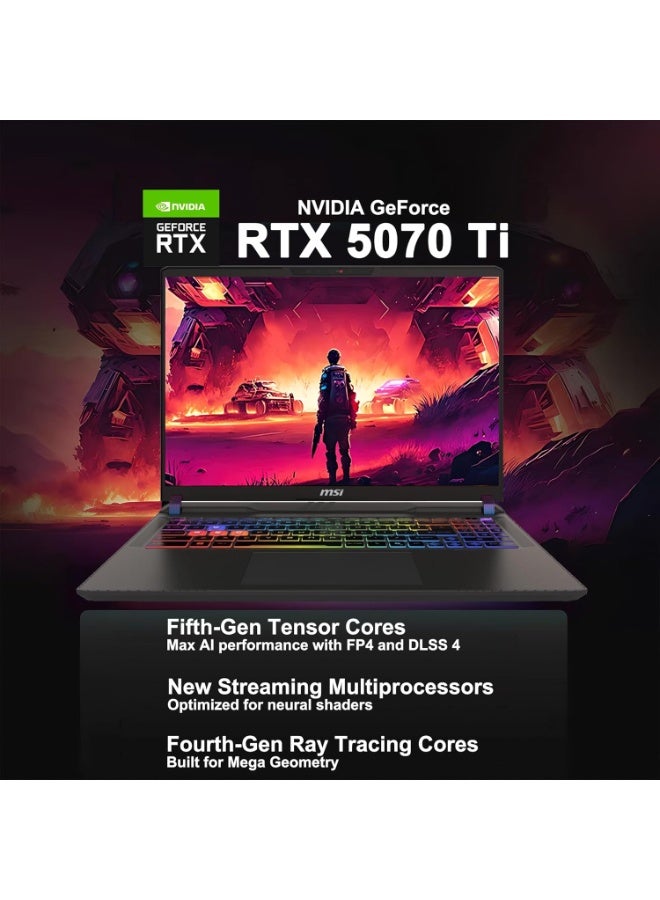 MSI Vector 16 HX AI 16” 144Hz FHD+ Gaming Laptop: Intel Core Ultra 7-255HX, NVIDIA Geforce RTX 5070Ti, 16GB DDR5, 1TB NVMe SSD, Thunderbolt 5, Wi-Fi 6E, Win 11 Home: Cosmo Gray A2XWHG-275US English Cosmo Gray - Image 5