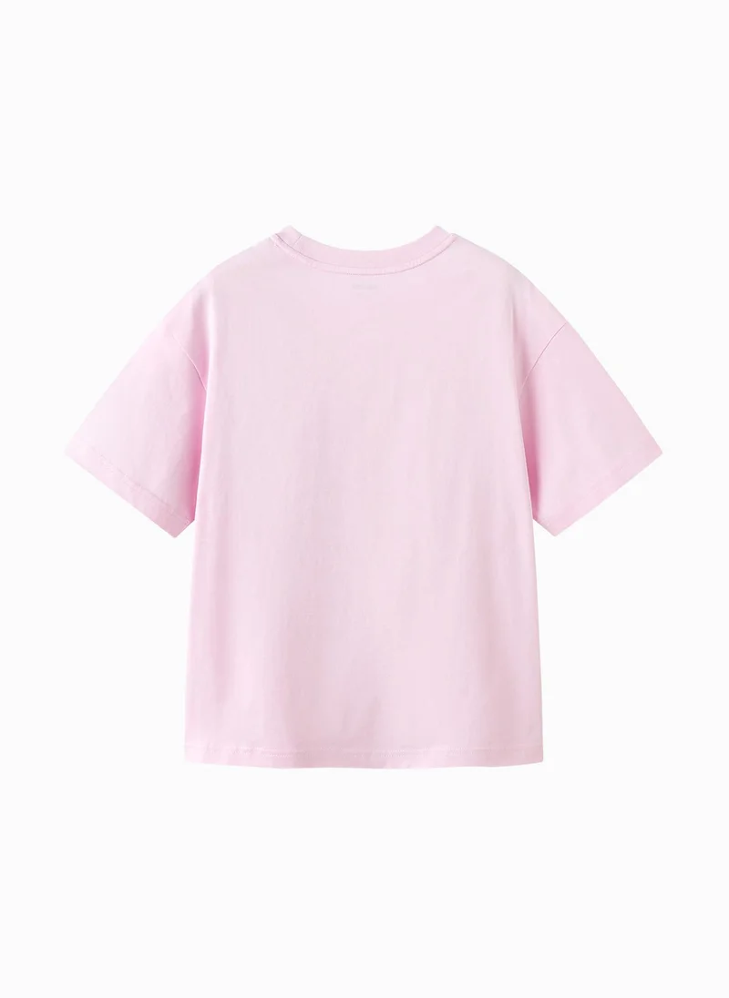 Balabala Pink Kids Unisex Round v-neck short-sleeved T-shirt  | Best Price UAE