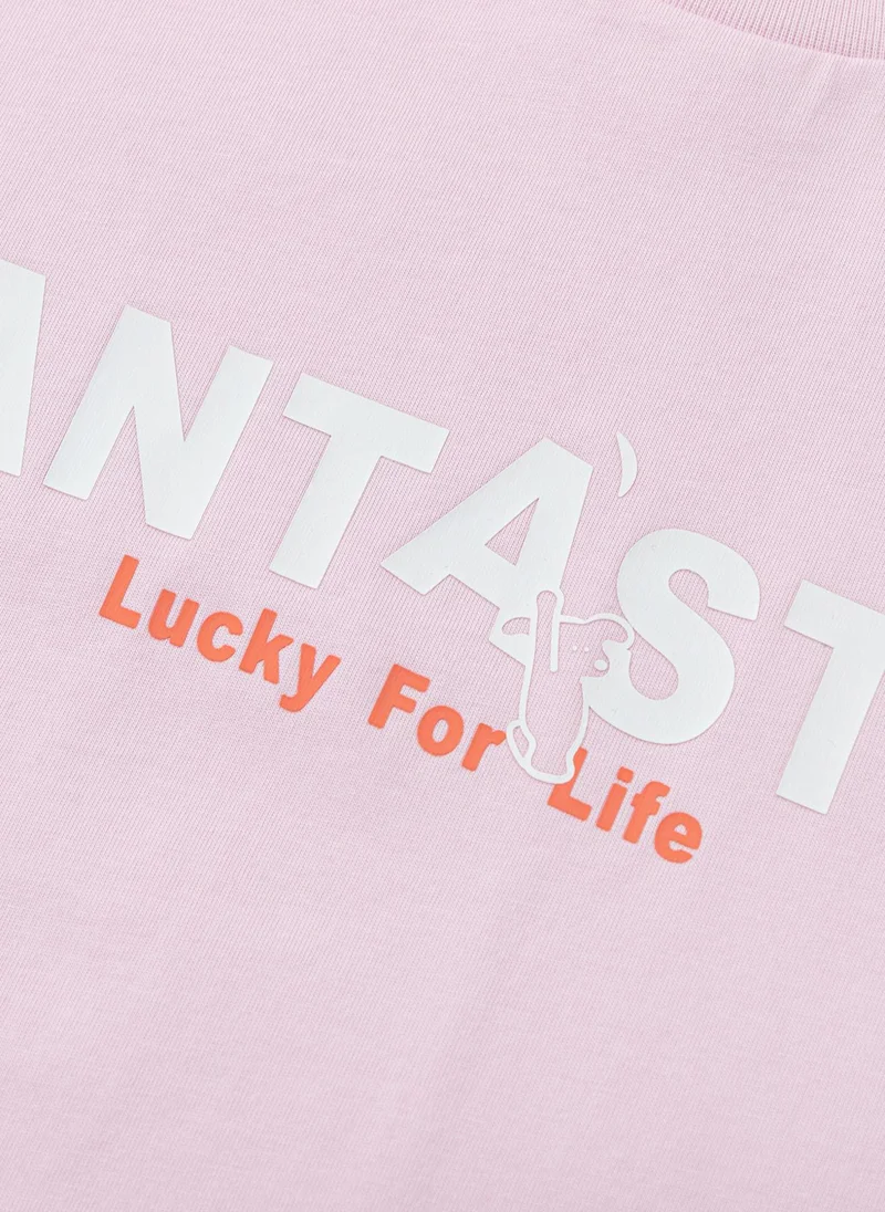 Balabala Pink Kids Unisex Round v-neck short-sleeved T-shirt  | Best Price UAE