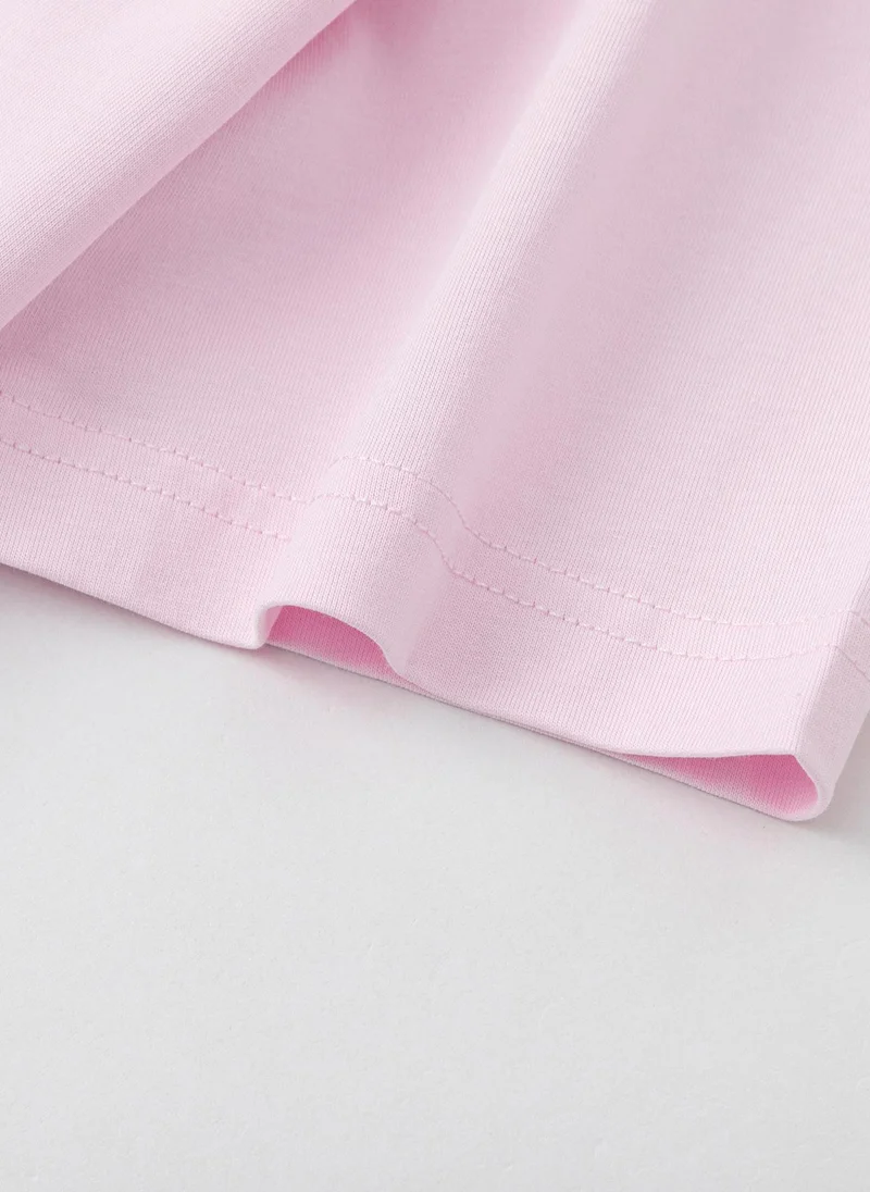 Balabala Pink Kids Unisex Round v-neck short-sleeved T-shirt  | Best Price UAE