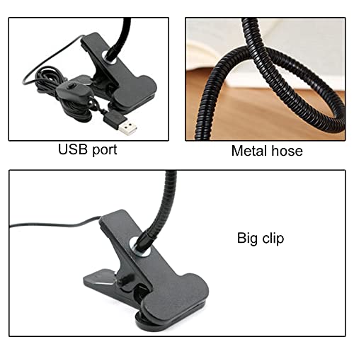 PINDIA Plastic Desk Lamp, LED Reading Light, Aglaia 4W Eye-Caring Clip-on Book Light, Flexible Neck, Perfect for Bookworms, Black - Image 3