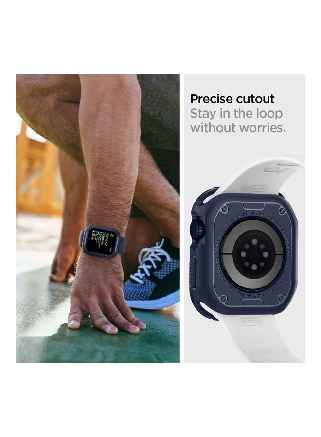 NIBEMINENT Rugged Armor Case Cover for Apple Watch Series 7 (41mm) and 6/SE/5/4 (40mm) Navy Blue - Image 4