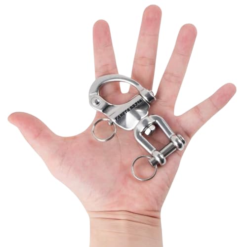 Faneta Stainless Steel 316 Swivel Eye Snap Shackle - Marine Grade Quick Release Jaw Swivel Sailboat Shackles - Marine Boat Sailing Rigging - for SCBA Mask & Spinnaker Halyard - Pack of 2 (2.75 inch) - Image 4