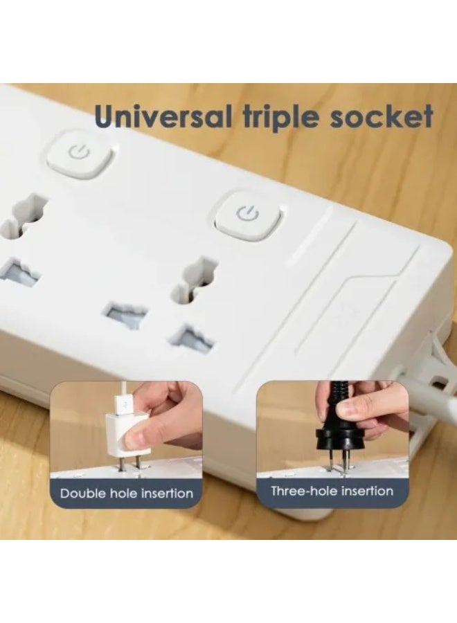 X-Scoot XS-516 Universal Power Strip with USB Charging and Individual Switch Control - White - Image 4