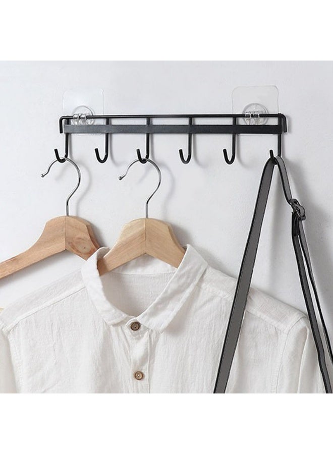 2 Pack Kitchen Adhesive Wall Hooks Rack Rail, No Drilling Hanger with 6 Hooks for Kitchen Bathroom Bedroom - Image 2