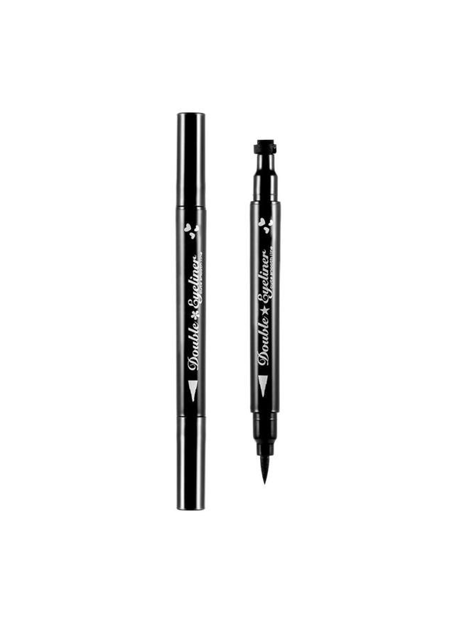 Pinkiou 2 in 1 Double-headed Liquid Eyeliner Pen Stamp Super Slim Gel Felt Tip High Pigment Black Waterproof Smudgeproof Long Lasting Makeup Tool(Heart) - Image 1