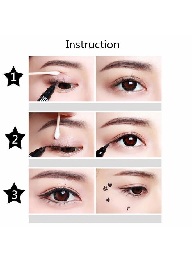 Pinkiou 2 in 1 Double-headed Liquid Eyeliner Pen Stamp Super Slim Gel Felt Tip High Pigment Black Waterproof Smudgeproof Long Lasting Makeup Tool(Heart) - Image 3