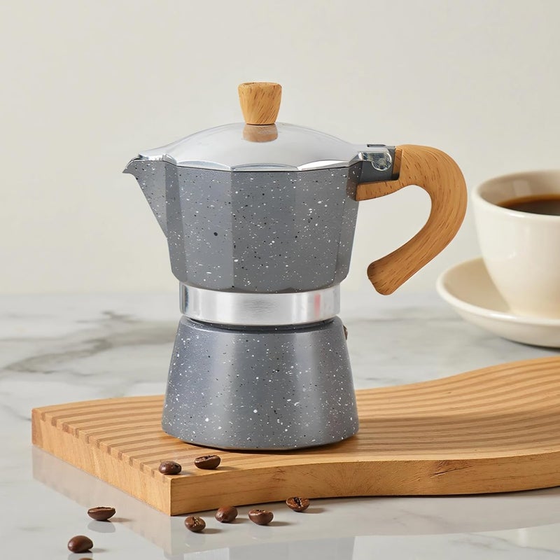 Italian Coffee Maker Moka Pot, Portable Stovetop, Single Valve, Aluminum Structure, Compact Design For Home And Outdoors, Starry Grey - Image 5