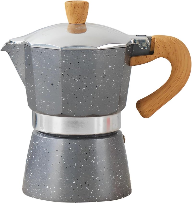 Italian Coffee Maker Moka Pot, Portable Stovetop, Single Valve, Aluminum Structure, Compact Design For Home And Outdoors, Starry Grey - Image 1