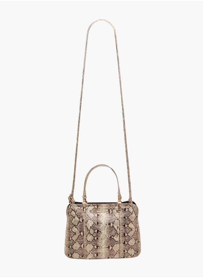 Flora Bella By Shoexpress Animal Print Tote Bag with Zip Closure and Detachable Strap  - Image 2