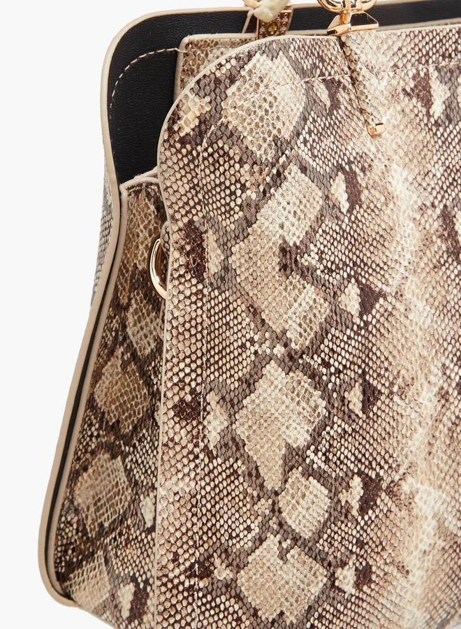 Flora Bella By Shoexpress Women's Animal Print Tote Bag with Zip Closure and Detachable Strap