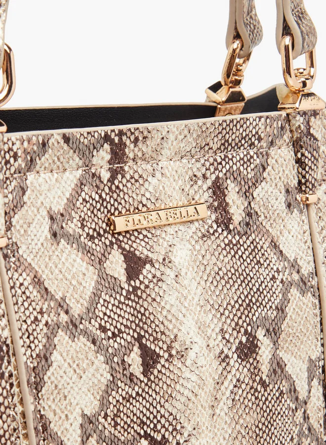 Flora Bella By Shoexpress Women's Animal Print Tote Bag with Zip Closure and Detachable Strap