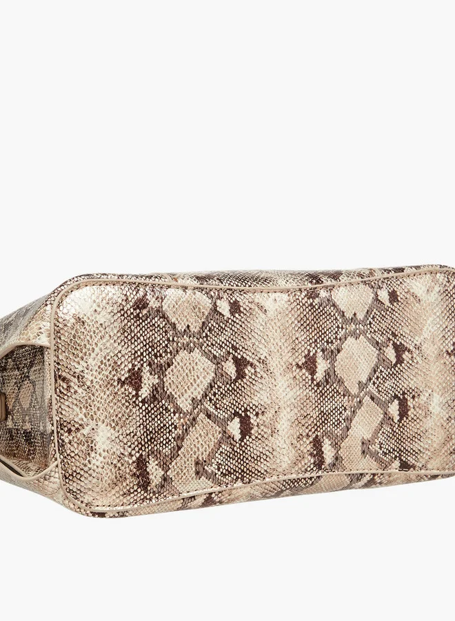Flora Bella By Shoexpress Women's Animal Print Tote Bag with Zip Closure and Detachable Strap