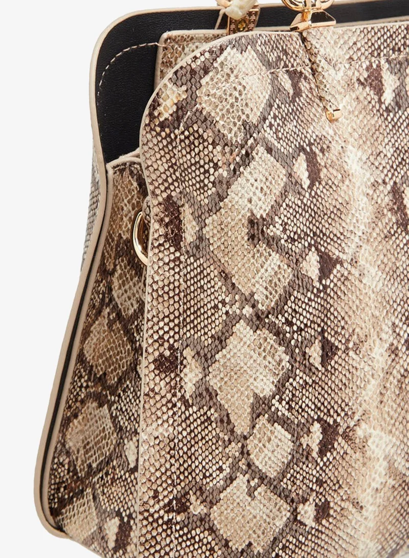 Flora Bella By Shoexpress Women's Animal Print Tote Bag with Zip Closure and Detachable Strap